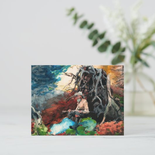 Winslow-Homer-Malerei, Campfire, Adirondacks, Postkarte (Stehend Vorderseite)