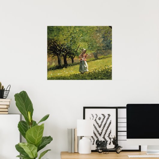 Winslow Homer-Malerei, Mädchen mit Hay Rake Poster (Heimbüro)