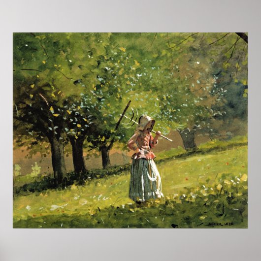Winslow Homer-Malerei, Mädchen mit Hay Rake Poster (Vorne)