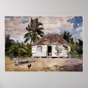 Winslow Homer Native Huts, Nassau Poster