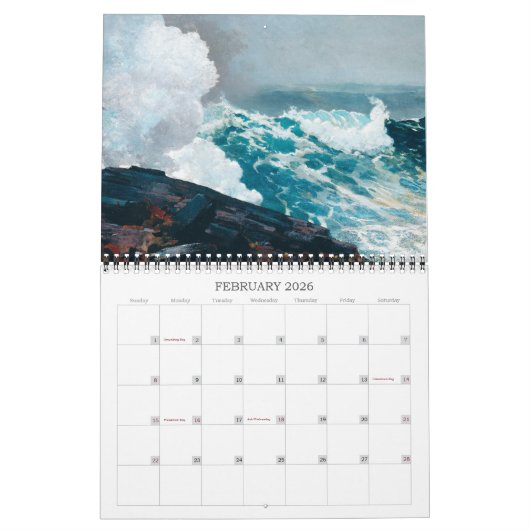 Winslow Homer Paintings Fine Art Calendar Kalender (Feb 2026)