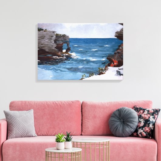 Winslow Homer Rocky Shore, Bermuda Leinwanddruck (Insitu (Wohnzimmer))