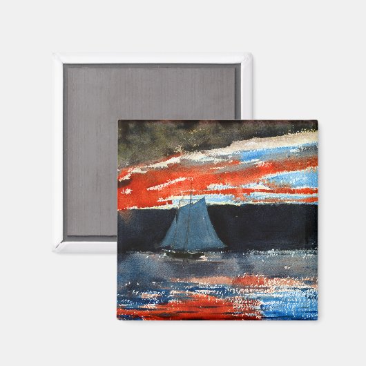 Winslow Homer Schooner bei Sunset Magnet (Vorderseite/Rückseite)