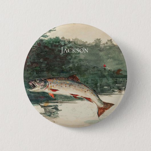 Winslow Homer Springender Fisch Button (Vorderseite)