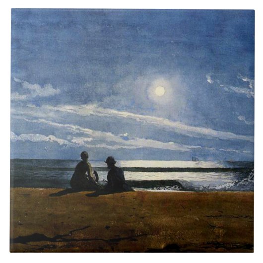 Winslow Homer Wasserfarbe, Mondlicht  Fliese (Vorderseite)