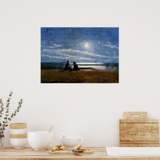 Winslow Homer Wasserfarbe, Mondlicht Poster (Küche)
