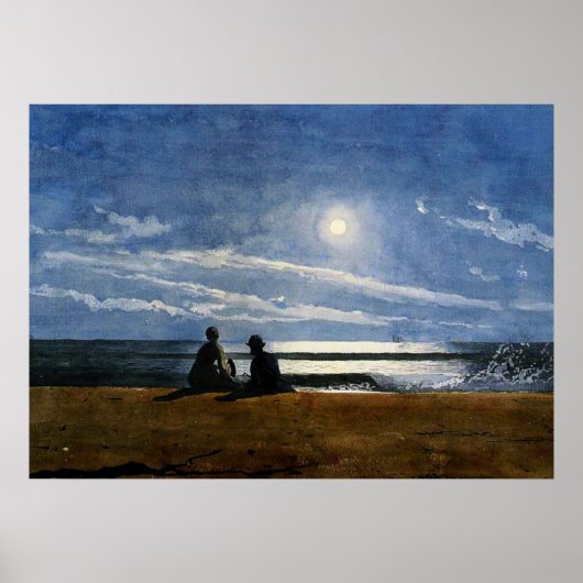 Winslow Homer Wasserfarbe, Mondlicht Poster (Vorne)
