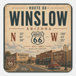 Winslow Vintage-Amerika-Roadtrip Quadratischer Aufkleber