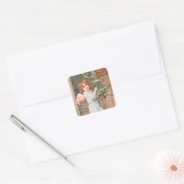 Winsome Angel mit Weihnachten Quadratischer Aufkleber