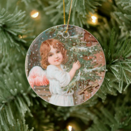 Winsome Angel mit Weihnachtsbaum Keramik Ornament
