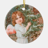 Winsome Angel mit Weihnachtsbaum Keramik Ornament (Vorne)
