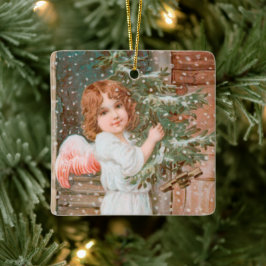 Winsome Angel mit Weihnachtsbaum Keramikornament