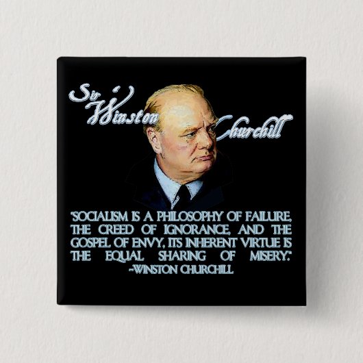 Winston Churchill auf Sozialismus Button (Vorderseite)