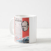 Winston Churchill. Britisches Kriegsplakat Kaffeetasse (Vorderseite Links)