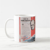 Winston Churchill. Britisches Kriegsplakat Kaffeetasse (Links)