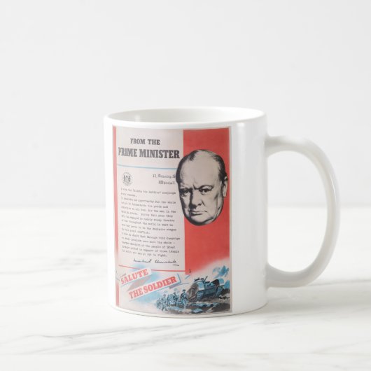 Winston Churchill. Britisches Kriegsplakat Kaffeetasse (Rechts)