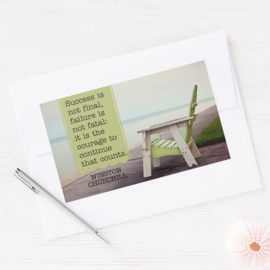 Winston Churchill "Courage" Inspiration Zitat Rechteckiger Aufkleber (Umschlag)