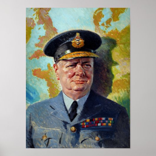 Winston Churchill in Uniform Malerei Poster (Vorne)