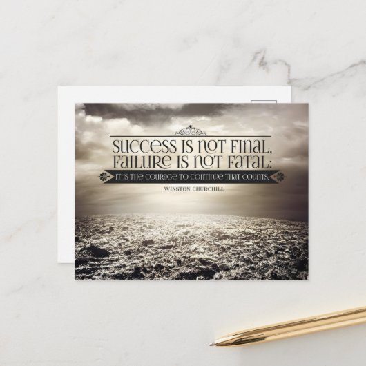 Winston Churchill Inspirational Zitat "Courage" Postkarte (Vorderseite/Rückseite Beispiel)