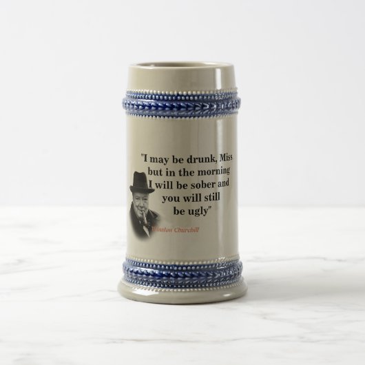 Winston Churchill Quote On Being Drunk And Ugly Bierglas (Mittel)