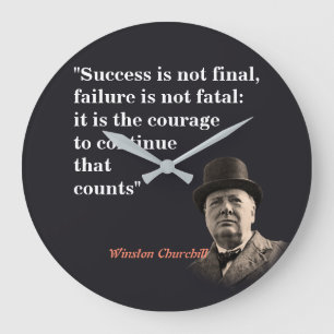 Winston Churchill Quote On Courage Große Wanduhr