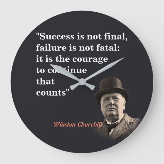 Winston Churchill Quote On Courage Große Wanduhr (Vorderseite)