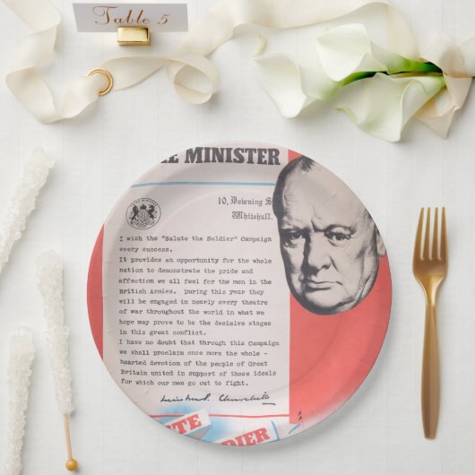 Winston Churchill, Reprint des britischen WW2 Post Pappteller (Hochzeit)