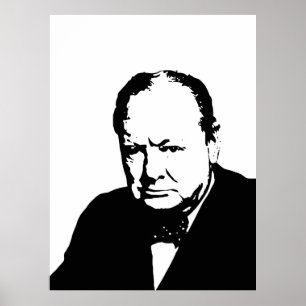 Winston Churchill Schwarz-Weiß-Vektorgrafik Poster