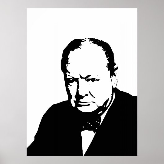 Winston Churchill Schwarz-Weiß-Vektorgrafik Poster (Vorne)