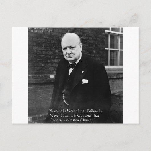 Winston Churchill "Success Never Final" Geschenke Postkarte (Vorderseite)