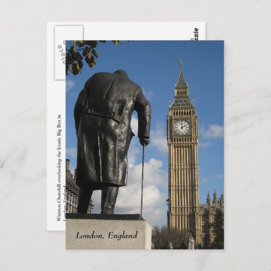 Winston Churchill und Big Ben Postcard, London Postkarte (Vorne/Hinten)
