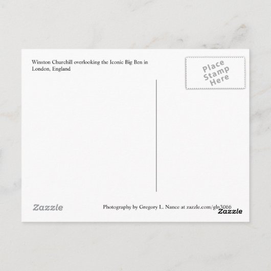 Winston Churchill und Big Ben Postcard, London Postkarte (Rückseite)