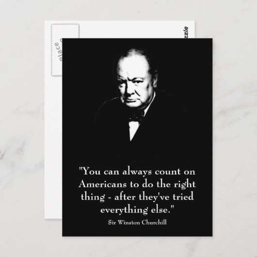 Winston Churchill und Funny Zitat Postkarte (Vorne/Hinten)