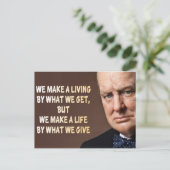Winston Churchill Wir machen ein Leben Postkarte (Stehend Vorderseite)
