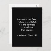 Winston Churchill Zitat; Erfolg Postkarte (Vorne/Hinten)