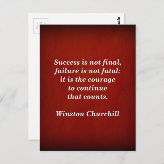 Winston Churchill Zitat; Erfolg Postkarte (Vorne/Hinten)