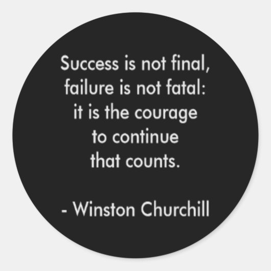 Winston Churchill Zitat; Erfolg Runder Aufkleber (Vorderseite)