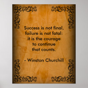 Winston Churchill Zitat; Erfolg Scroll & Stucco Poster