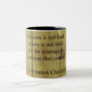 Winston Churchill Zitat; Erfolg Vintage gealtertes Zweifarbige Tasse