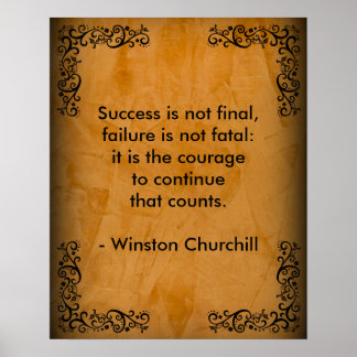 Winston Churchill Zitat; Erfolgscroll & Stucco Poster
