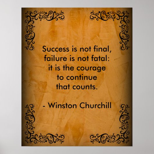 Winston Churchill Zitat; Erfolgscroll & Stucco Poster (Vorne)