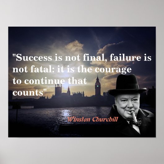 Winston Churchill Zitat über Mut Poster (Vorne)