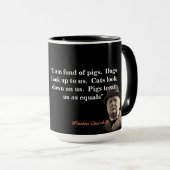Winston Churchill Zitat über Schweine Tasse (VorderseiteRechts)
