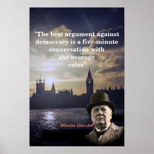 Winston Churchill zitiert zur Demokratie Poster