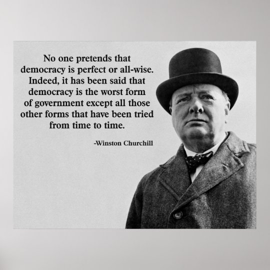 Winston Churchilldemokratie Zitat Poster Zazzle De