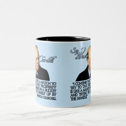 Winston- Churchillzitat auf Besteuerung Zweifarbige Tasse (Mittel)