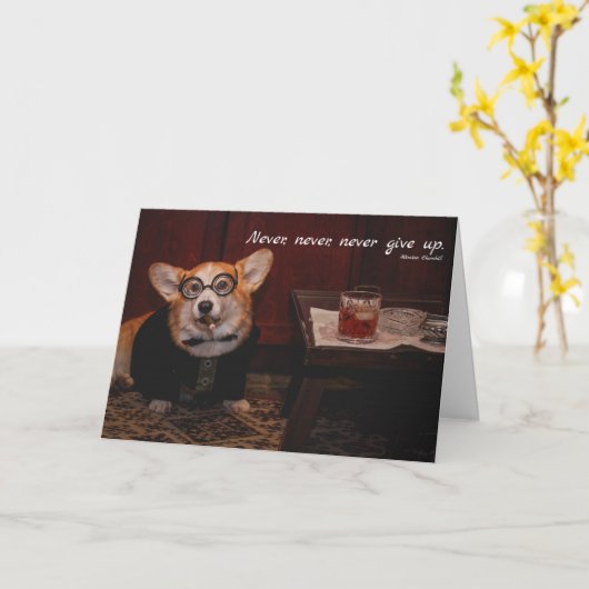 Winston Furchill Ermutigung Karte (Gelbe Blume)