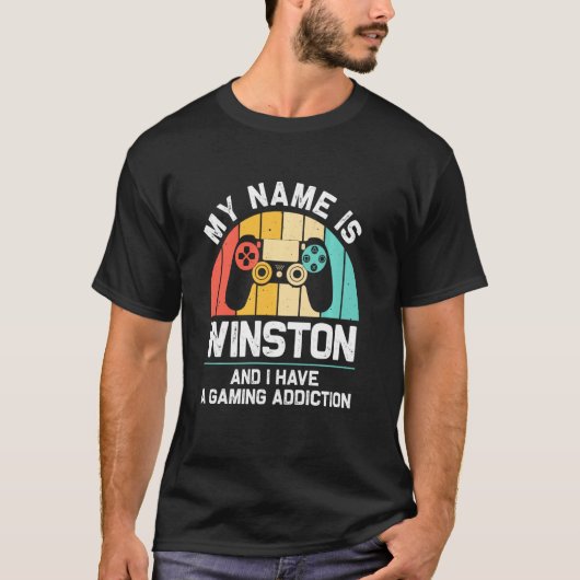 Winston Name Personalisiert Funny Gaming Geek Birt T-Shirt (Vorderseite)