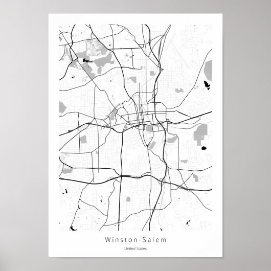 Winston-Salem Modern Minimal Abstrakte Karte Poster (Vorne)