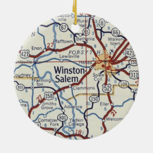 Winston-Salem NC Vintage Karte Keramik Ornament